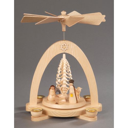 Weihnachtspyramide ALBIN PREISSLER "Christi Geburt, Handwerkskunst aus dem Erzgebirge", beige (natur), B:17cm H:20cm T:13cm, Massivholz, Weihnachtspyramiden, Weihnachtspyramide, Höhe ca. 20 cm, Weihnachtsdeko aus Holz