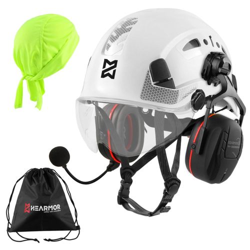 Schutzhelm mit Bluetooth-Gehörschutz, EN12492, 53-63 cm, Weiß