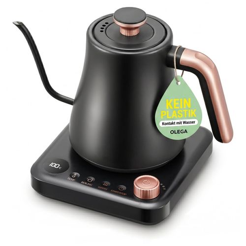 OLEGA wasserkocher schwanenhals: 1200W wasserkocher mit temperatureinstellung, 0