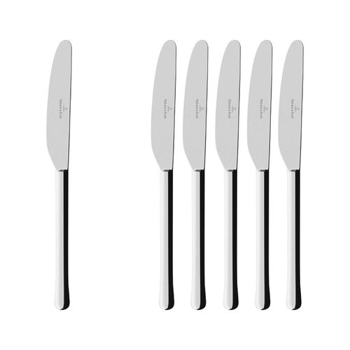 Tafelmesser VILLEROY & BOCH "Tafelmesser Udine 238 mm 6er Set silber", silber, B:4,7mm, Essmesser, Spülmaschinenfest