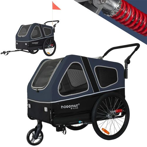 Hundefahrradanhänger Hundeanhänger Hundefahrradkorb - bis 45 kg - Gefedert - 2-in-1 Jogger - Schwarz