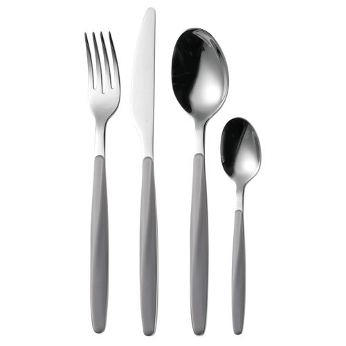 Besteckset 24-teilig für 6 Personen, Grau, 16,8x7,5x25,5 cm