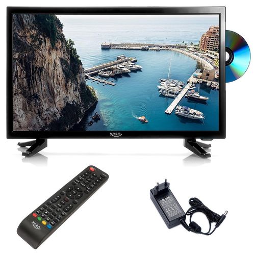 XORO HTC 2249 21,5" Zoll (55 cm) LCD Fernseher HDTV Triple Tuner integrierter Slot-In DVD Player USB 2.0 Mediaplayer CI+ Schacht 12V Anschluss Schwarz