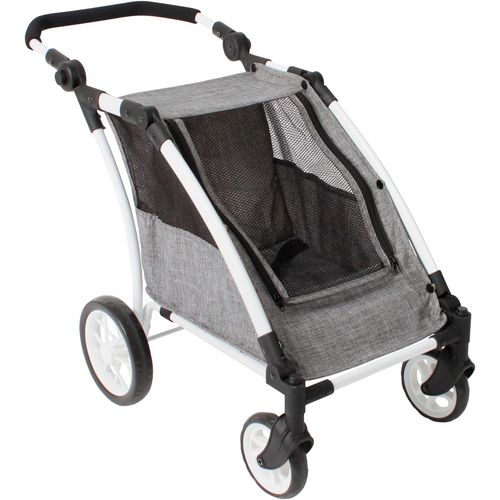 Puppen-Zwillingsbuggy CHIC2000 "Puppen-Trailer Roadster", grau (jeans grau), Puppenwagen, KinderB:40cm H:64cm T:72cm, Kunststoff, Polyester, Stahl, für zwei Puppen, B:40cm H:64cm T:72cm