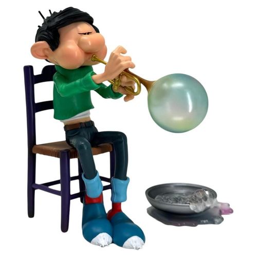 Figur Gaston Lagaffe Seifenblasentrompete 18 cm Harz rot