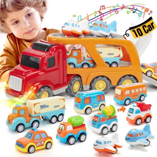 Spielzeugauto Spielzeug-LKW Spielzeugfahrzeug Set - 10-teilig - Mit Licht und Ton - Für 3 bis 5 Jahre