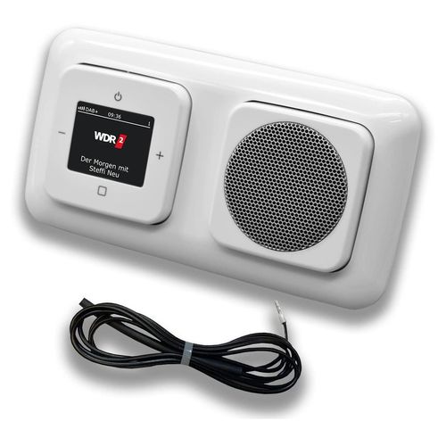 Busch Jäger DAB+ (DAB PLUS) Unterputz Radio 8215U-101 Reflex SI alpinweiß, Set mit Lautsprecher, Abdeckungen und Rahmen inkl. 0,9 m EBROM Wurfantenne zur Empfangsoptimierung - 8215 U – 101