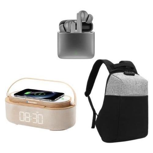 Blaupunkt Wake UP Set – Rucksack Herren Ultraleicht + Kopfhörer kabellos Bluetoo