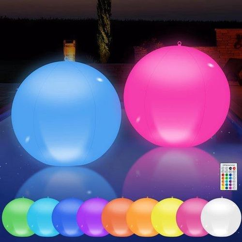 Schwimmbadbeleuchtung, 2 Stück, 13,4 Zoll, solarbetrieben, schwimmende Lichtkugel, IP68, LED, schwimmende Lampe, 16 RGB-Leuchten, Licht mit Fernbedienung