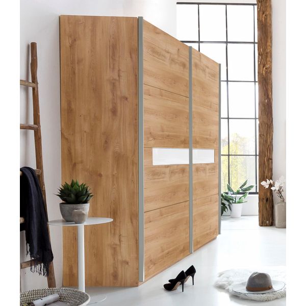 SchwebetüRenschrank Wimex "Petra/Pamela", Braun (Plankeneichefarben, WeißGlas), B:270Cm, SchräNke, SchwebetüRenschrank-image