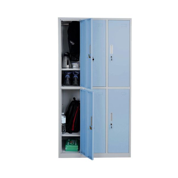 SchließFach Preston T829, SchließFachschrank Wertfachschrank Spind, Metall 6 FäCher ~ Blau-image