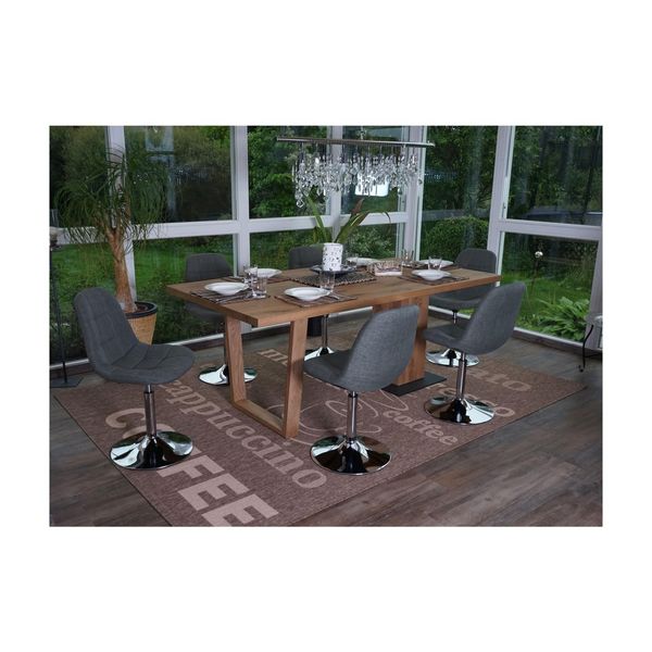 6Er-Set Esszimmerstuhl MCW-A60, Drehstuhl Stuhl, Chrom ~ Textil Hellgrau-image