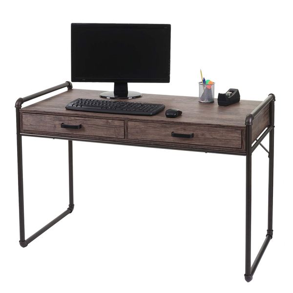 Schreibtisch MCW-F58, BüRotisch Computertisch, Industriedesign 75X120X60Cm 3D-Struktur ~ Braun-image