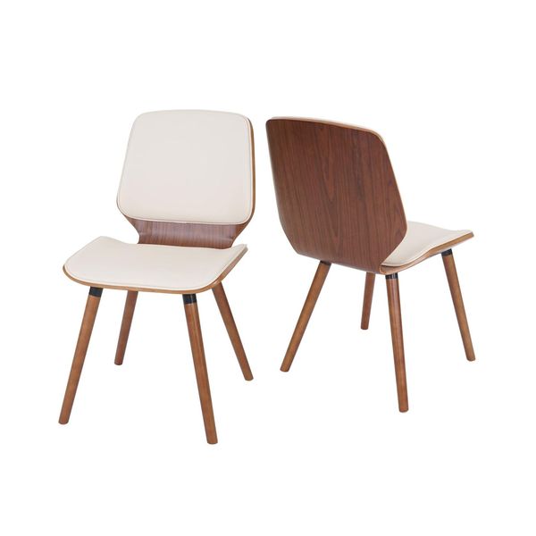 2Er-Set Esszimmerstuhl MCW-B16, Holz Bugholz Retro-Design Walnussoptik, Mvg-Zertifiziert ~ Kunstleder Creme-image
