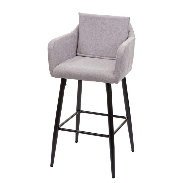 Barhocker MCW-H93, Barstuhl Tresenhocker, FußAblage Metall ~ Stoff/Textil Hellgrau-image