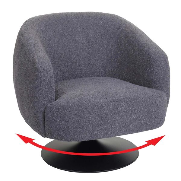 Lounge-Sessel MCW-J76, Cocktailsessel Sessel Drehbar, Bouclé Stoff Metall ~ Dunkelgrau-image