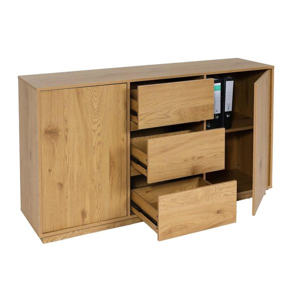 Sideboard MCW-J78, Kommode Schrank Highboard Schublade, Mdf Soft-Close 86X160X40Cm ~ Eiche-Optik-image