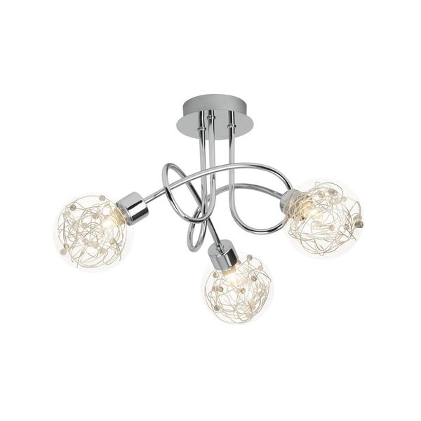 Brilliant Lampe Joya Deckenleuchte 3Flg Chrom 3X QT14, G9, 33W, Geeignet FüR Stiftsockellampen (Nicht Enthalten) Dekodraht Im Glas-image