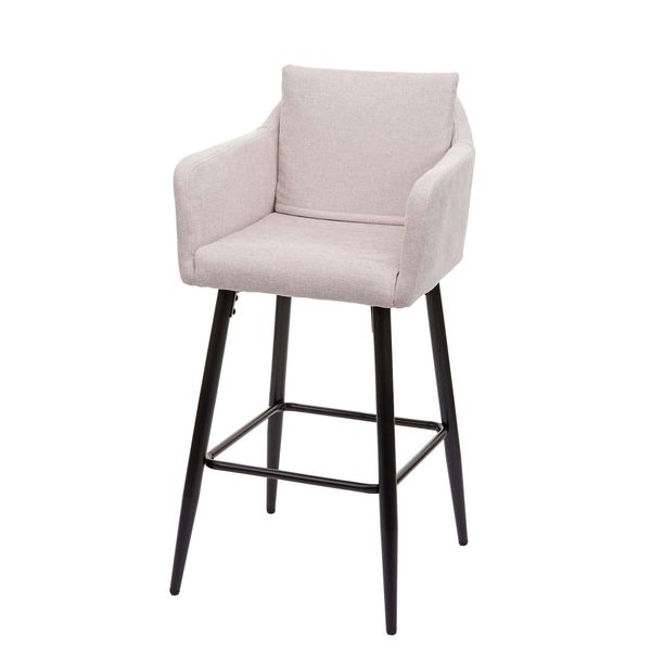 Barhocker MCW-H93, Barstuhl Tresenhocker, FußAblage Metall ~ Stoff/Textil Creme-Beige-image