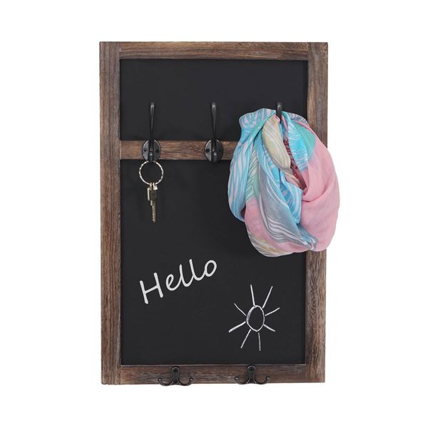Wandgarderobe MCW-C51, Garderobe Kreidetafel Wandtafel, 5 Haken 55X34Cm ~ Braun, Shabby-image