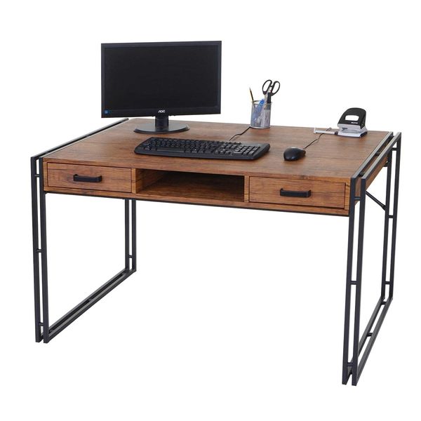 Schreibtisch MCW-A27, BüRotisch Computertisch, 122X70Cm 3D-Struktur ~ Wildeiche-Optik-image