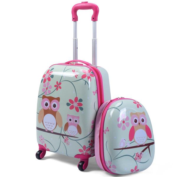 Costway Set Di Valigie Per Bambini Da 2 Pezzi Valigia Per Bambini + Zaino Set Di Valigie Per Bambini Valigie Da Viaggio Trolley Per Bambini Verde Chiaro-image