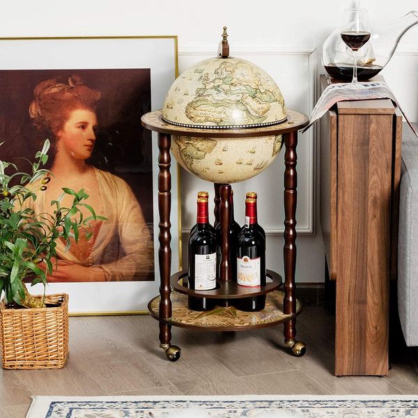 Costway Carrello Bar Globe Carrello Bar Globe Bar House Carrello Portabottiglie Con Rotelle-image