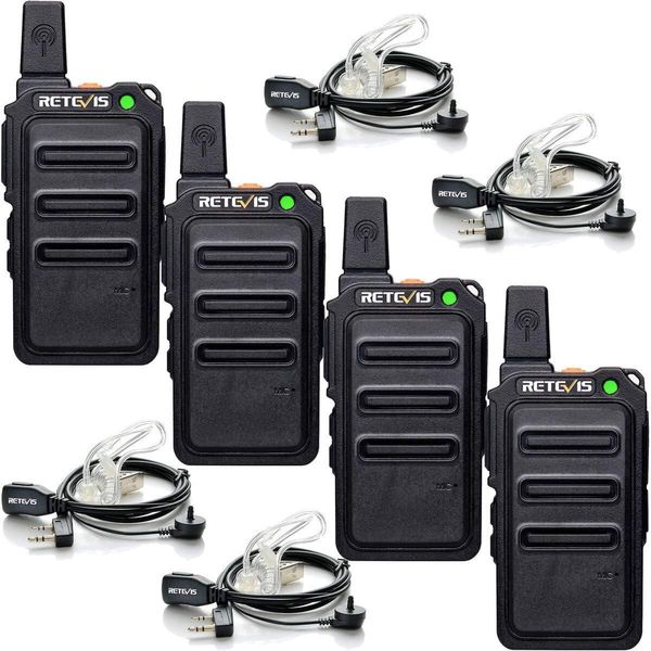 Retevis RT619 Ricetrasmettitore Pmr, 16 Canali Vox Squelch 1300 Mah Ricaricabile Micro Usb, Kit Radio Ricetrasmittente Per Cantieri, Servizi Di Sicurezza, Aziende Di Logistica, Scuole (4 Pezzi, Nero)-image