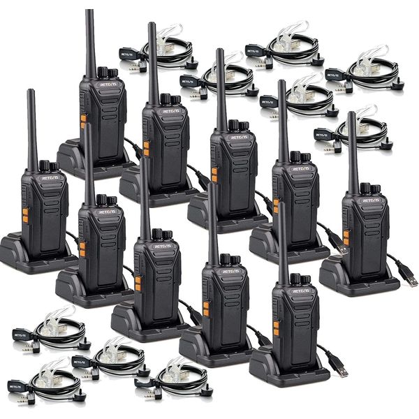 Radio Retevis RT27 Con Cuffie, Walkie Talkie PMR446 Con Caricatore Usb, 16 Canali Ctcss/Dcs, Crittografia Dcs, Vox, Radio Per Servizi Di Sicurezza, Scuole, Cantieri, Supermercati(10Er)-image