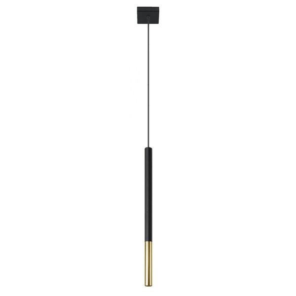 Lampada A Sospensione Mozaica 1 Nero/Oro 1Xg9 8W Acciaio 100X8X8Cm Sollux Lighting-image
