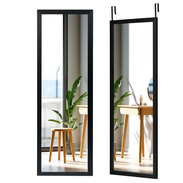 Costway Costwaz 120 X 37 Cm Specchio Da Parete Porte Specchio Con Ganci Di Sospensione Regolabili In Altezza Specchio Per Camera Da Letto-image