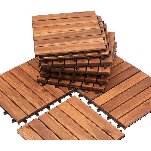 Tolletour Piastrelle In Legno Per Terrazze Acacia 7M² 30X30Cm Pavimentazione Piastrelle Per Balconi Drenaggio Giardino Piastrelle Per Terrazzi-image
