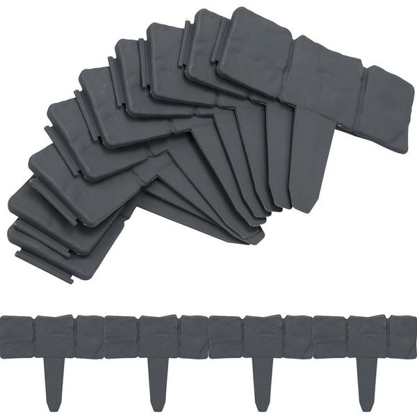 Jopassy 10 Pezzi Bordatura Prato Plastica 2,5 M Pietra Aspetto Giardino Border In Pp, Falciatura Bordo Letto Bordatura Palizzata Giardino Decorativo, Antracite-image