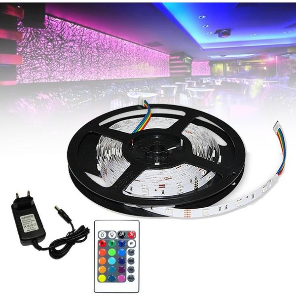Tolletour 1M Led Striscia Luminosa Striscia Luminosa Striscia Luminosa Led Catena Rgb Led Striscia Striscia Cambio Colore 30Leds IP20 Con 24 Pulsanti Telecomando-image