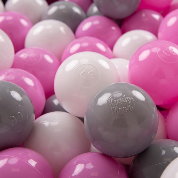 Kiddymoon Kids 200 Palline ∅ 7Cm Palline Da Gioco Per Il Bagno A Palline Palline Di Plastica Per Bambini Eu, Grigio/Bianco/Rosa-image