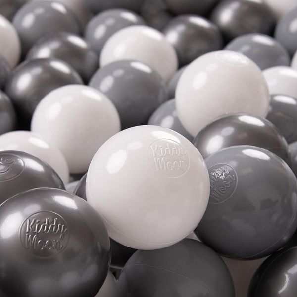 Kiddymoon Kids 200 Palline ∅ 7Cm Palline Da Gioco Per Il Bagno A Palline Palline Di Plastica Per Bambini Eu, Bianco/Grigio/Argento-image