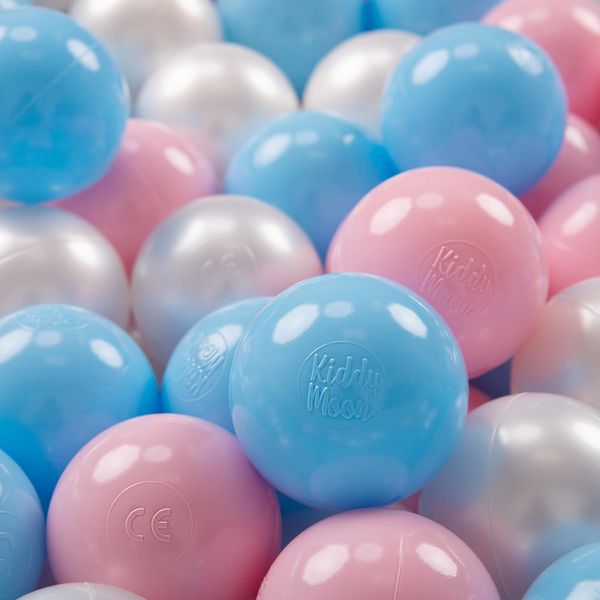 Kiddymoon Kids 100 Palline ∅ 7Cm Palline Da Gioco Per Il Bagno A Palline Palline Di Plastica Per Bambini Eu, Baby Blue/Powder Pink/Pearl-image