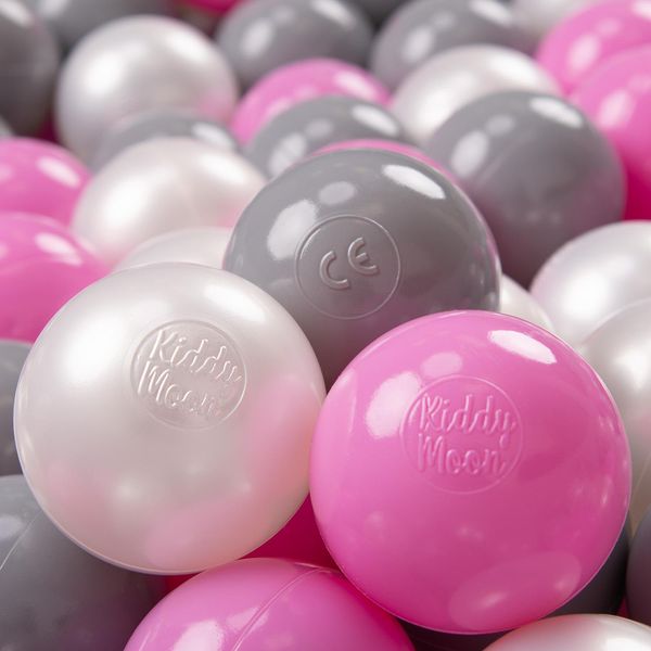 Kiddymoon Kids 50 Palline ∅ 7Cm Palline Da Gioco Per Il Bagno A Palline Palline Di Plastica Per Bambini Eu, Perla/Grigio/Rosa-image