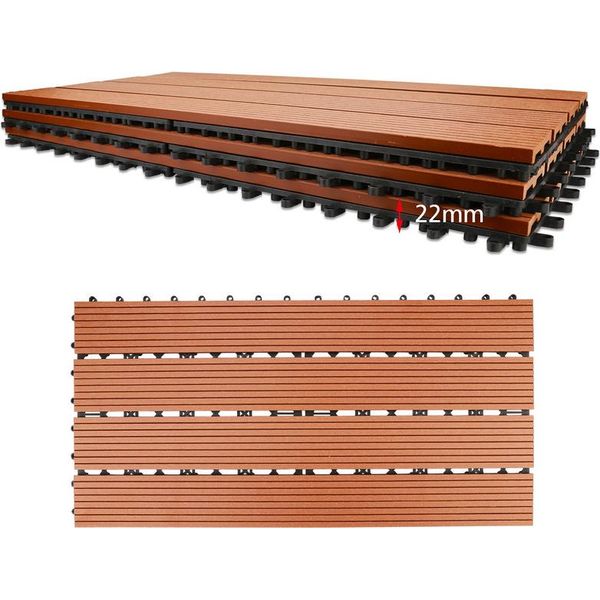 Yakimz Wpc Piastrelle Decking 30 Pezzi = 5M² Tavole Decking Look Legno 60X30Cm, Piastrella Pavimento Piastrella Click Piastrella Marrone-image