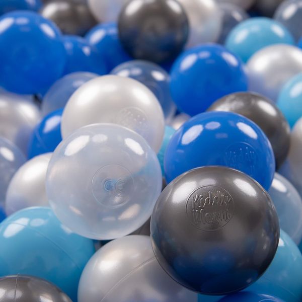 Kiddymoon Kids 700 Palline ∅ 7Cm Palline Da Gioco Per Il Bagno A Palline Palline Di Plastica Per Bambini Eu, Perla/Blu/Baby Blue/Trasparente/Argento-image