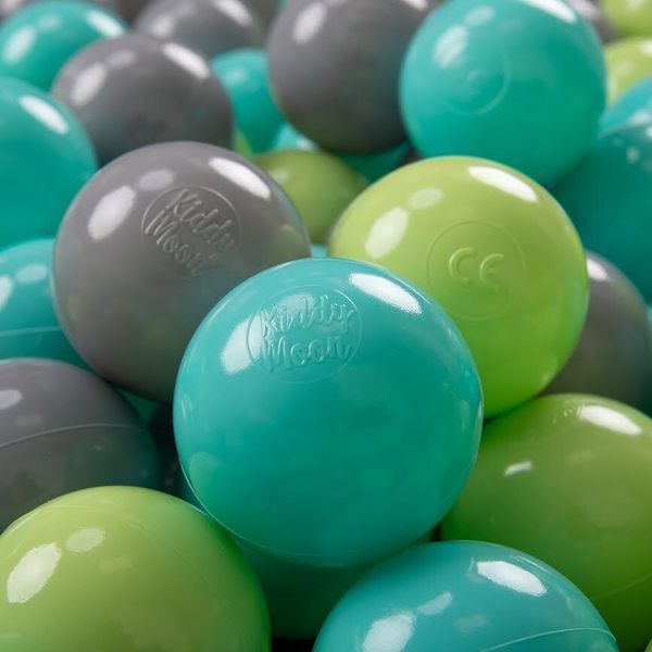 Kiddymoon Kids 700 ∅ 7Cm Play Ball Palline Da Bagno Palline Di Plastica Per Bambini Eu, Verde Chiaro/Turchese Chiaro/Grigio-image