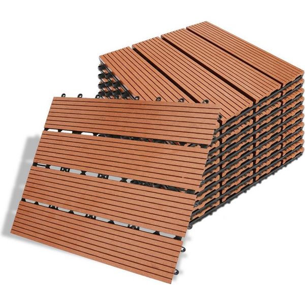 Jiubiaz Wpc Piastrelle Decking 55 Pezzi = 5M² Pannelli Decking Look Legno 30X30Cm, Piastrella Pavimento Piastrella Click Piastrella Marrone-image