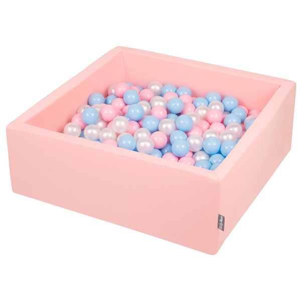 Kiddymoon 90X30Cm/300 Palline ∅ 7Cm Piscina Secca Rotonda Con Palline Certificata Eu, Rosa: Baby Blue/Rosa/Purple/Trasparente-image