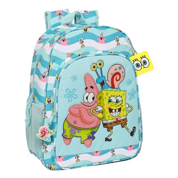 Zaino Scuola Spongebob Stay Positive Blu Bianco (33 X 42 X 14 Cm)-image