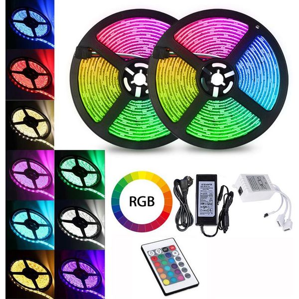 Set Di Strisce Led Tolletour 1M, Striscia Led Rgb 5050 Smd, Striscia Led 30 Led, Led Non Impermeabile (IP20), Con 24 Pulsanti Di Controllo Remoto-image