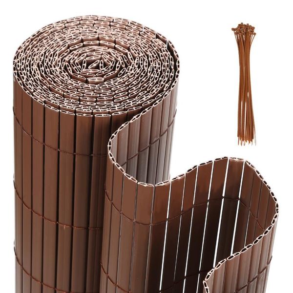 Yakimz Privacy Screen Mat Schermo Della Privacy In Pvc Recinto Della Privacy Del Giardino Recinto Del Balcone Frangivento Rivestimento Del Balcone Marrone 100X700Cm-image