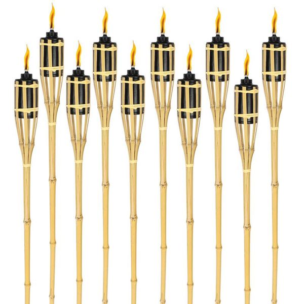 Tolletour Torce Da Giardino Set 50X Lampade Torcia Olio Stoppino 90Cm Torce Olio Di Bambù Per Lampada All'aperto Olio Per Torcia Fiamme Fuoco Festa Decorazione-image