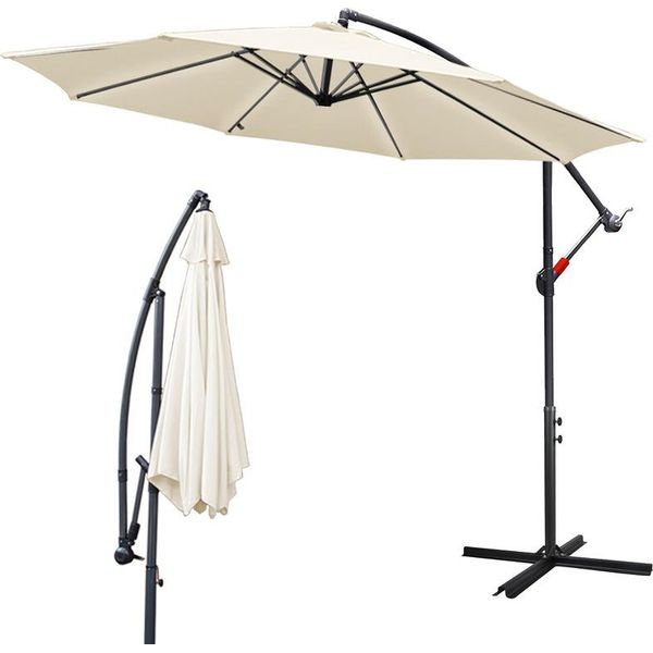 Tolletour Ombrellone Da 3 M UV40+ Ombrellone Da Campeggio Ombrellone A Pendolo Ombrellone Da Giardino - Beige-image