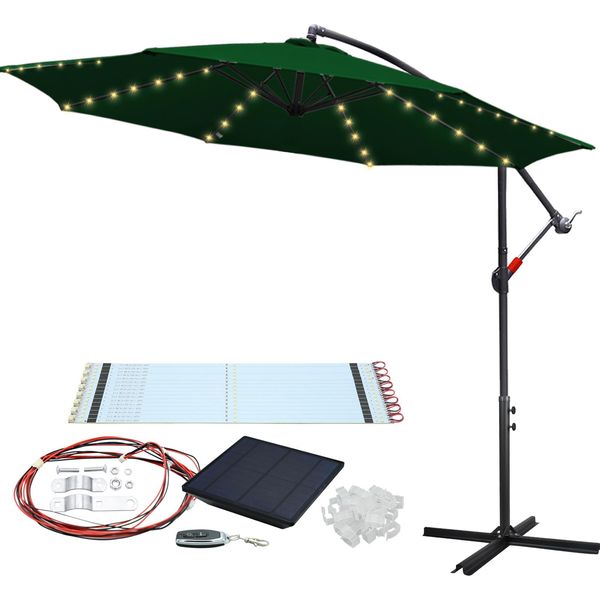 Tolletour Ombrellone Con Illuminazione A Led Ombrellone A Braccio Laterale 350 Cm - Protezione Solare, Ombrellone Da Giardino - Verde-image