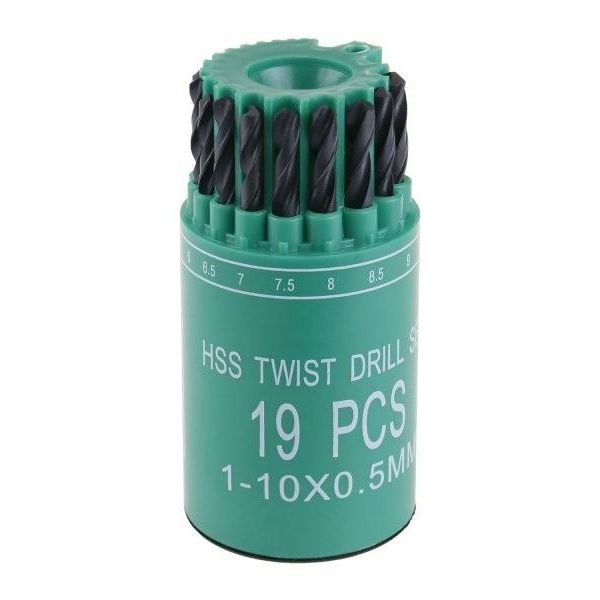 Levior Set Di Punte Hss 1-10 Mm (0,5 Mm Ciascuna) 19 Pezzi Cilindro-Plastica-image